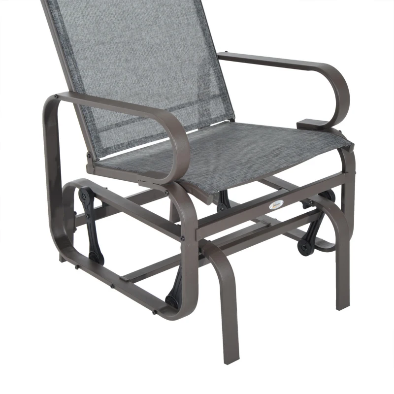 Outsunny Metalen schommelstoel relaxstoel tuinstoel tuin schommel stoel bruin