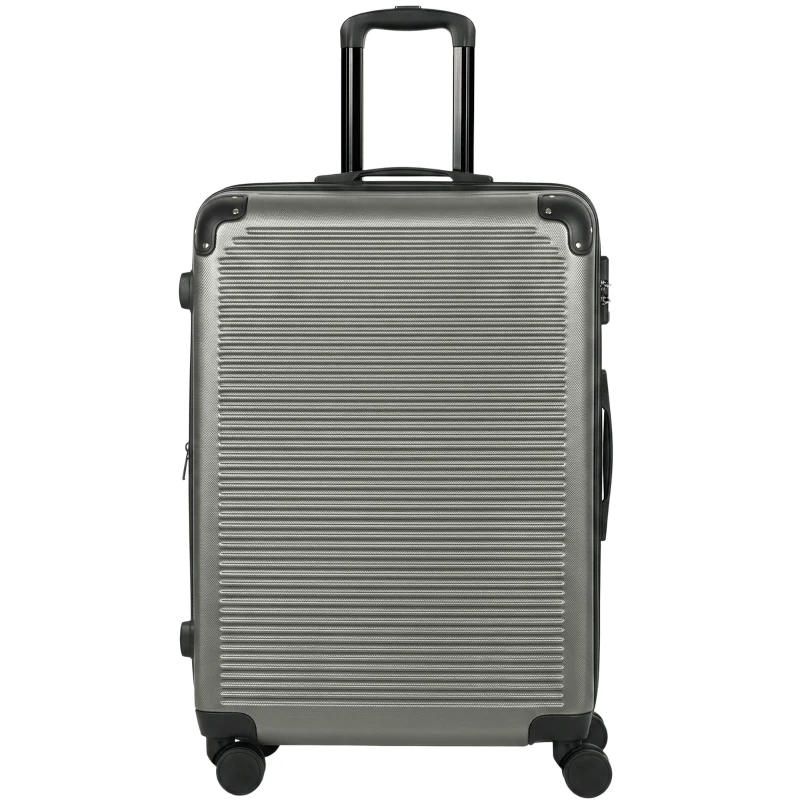 HOMCOM Walizka podróżna twarda powłoka, rozszerzalna walizka na kółkach Trolley 4 kółka z zamkiem TSA 77 cm ciemnoszara