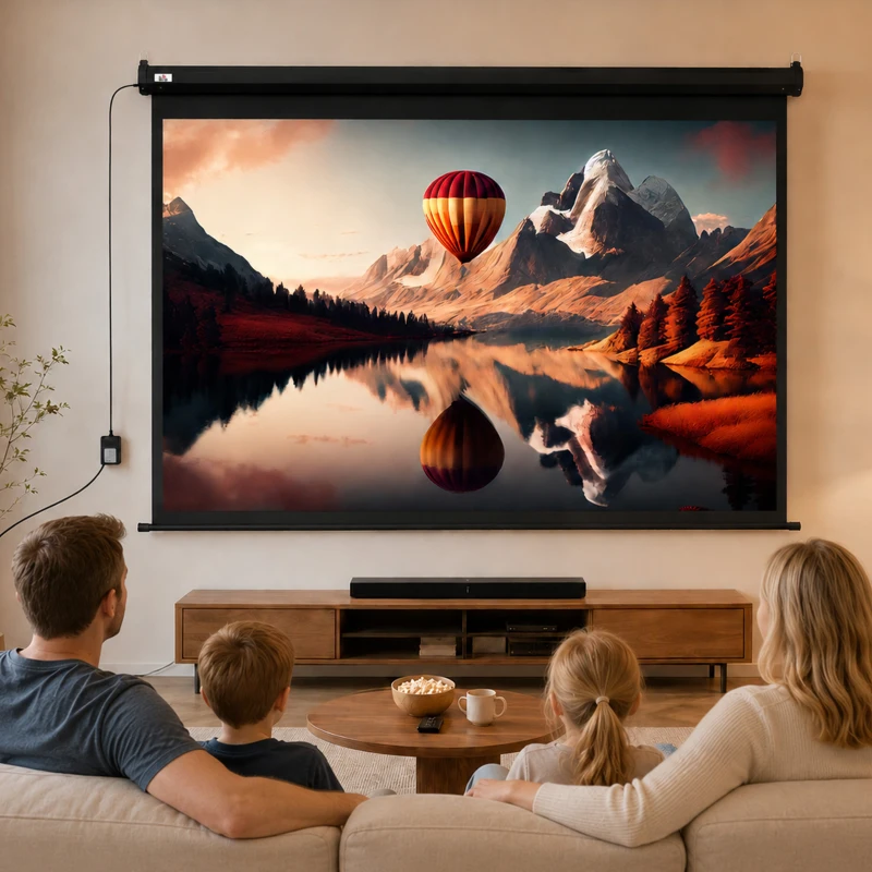 HOMCOM Schermo per Proiettore 100" Formato 4:3 Regolabile con Telecomando, 203x152cm, Nero