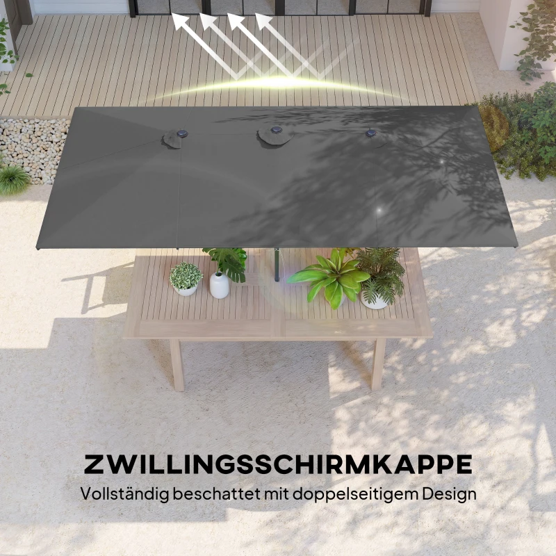 Outsunny Sonnensschirm, höhenverstellbar, neigbar, 150x295x170-214 cm, Grau