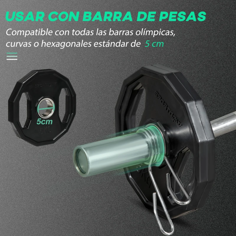 SPORTNOW Conjunto de 2 Discos de Pesas de 5 kg con Orificio de 50 mm para Entrenamiento de Fuerza  Ø24x3,5 cm Negro