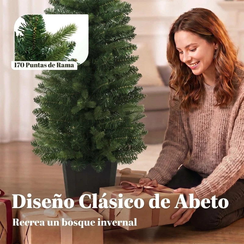 HOMCOM Juego de 2 Árboles de Navidad 120 cm con 170 Ramas Base Tipo Maceta de Vivero Montaje Rápido para Salón Interior Verde