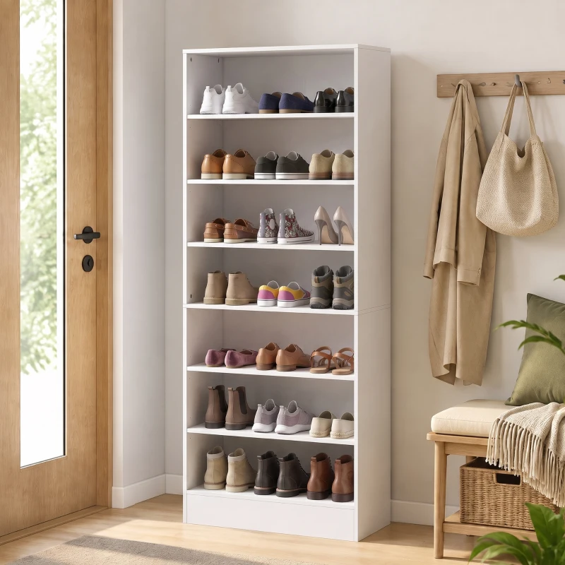 HOMCOM Sapateira com Prateleiras Ajustáveis, Suporta Até 21 Pares, Branco