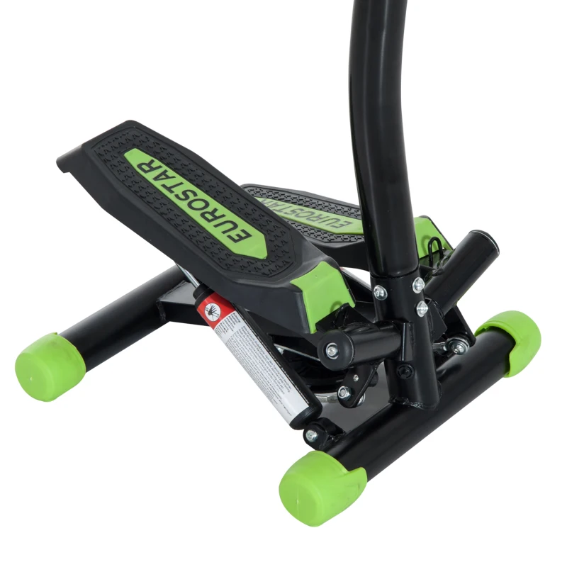 HOMCOM Máquina de Step Stepper Fitness con Manillar Pantalla LCD Cintas y Pedales Antideslizantes 40x32x125 cm Negro