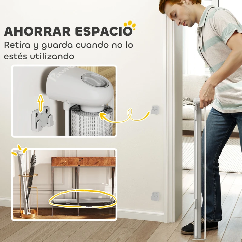 PawHut Barrera para Perros Retráctil 0-140 cm Barrera de Seguridad con Interruptor de Cierr para Puertas y Escaleras Gris