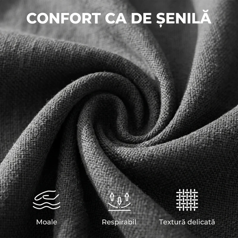HOMCOM Fotoliu din chenille pentru dormitor, stil modern Mid-Century, cu picioare din lemn de cauciuc, gri închis