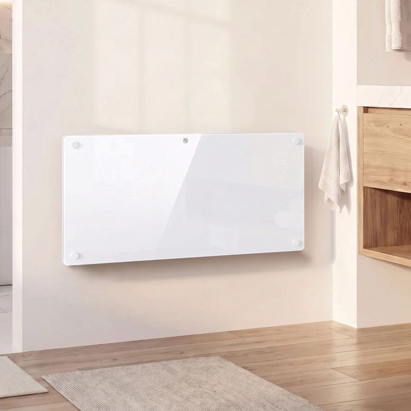 HOMCOM Radiateur Électrique Connecté WiFi 2000 W, Chauffage Convecteur Sur Pied ou Mural, Télécommande, Écran LED, 15-22m²