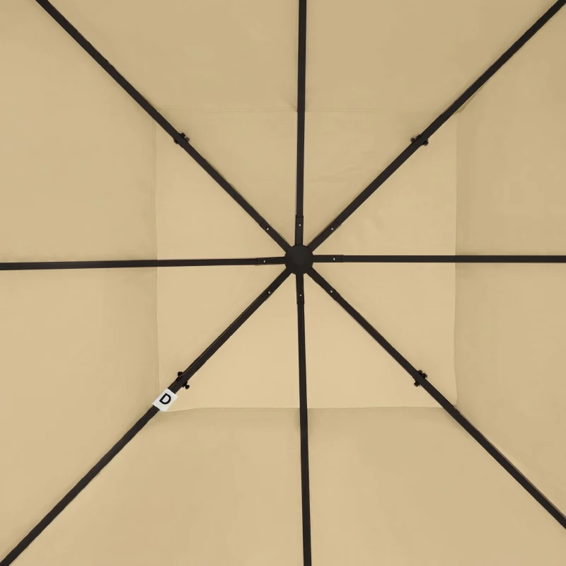 Outsunny Acoperiș de Rezervă pentru Pavilion 4x3 m din Poliester Anti-UV cu Structură în 2 Nivele, Crem
