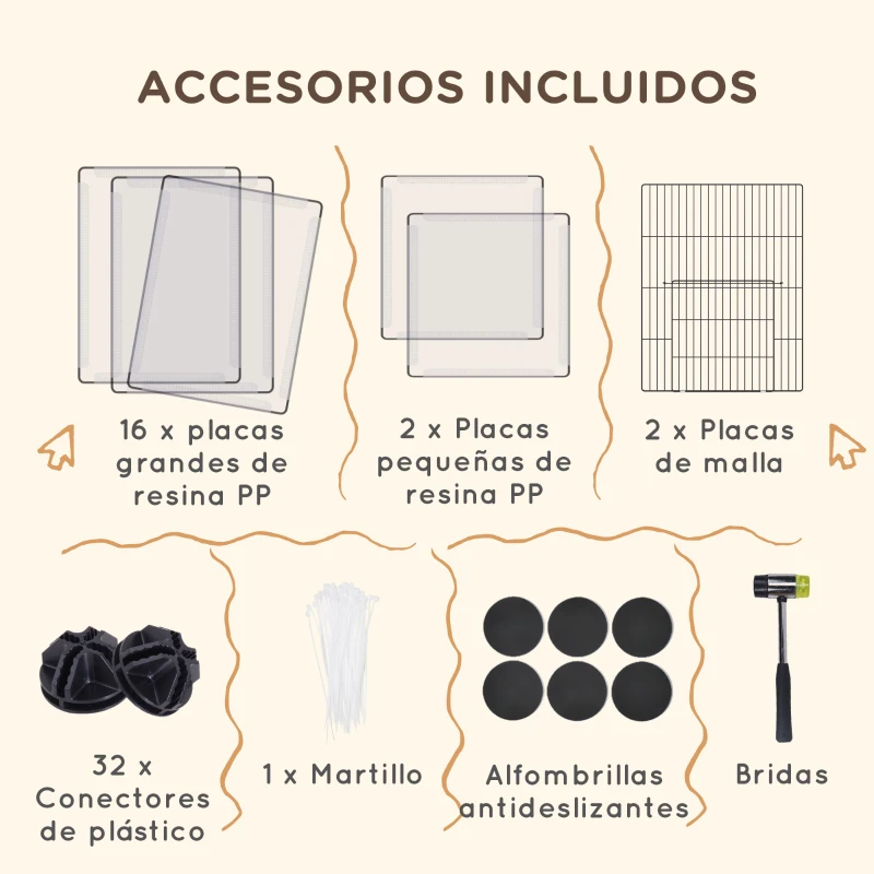 PawHut Valla para Mascotas DIY con 20 Paneles Parque para Animales Pequeños Jaula Modular para Cobayas 175x70x45 cm Blanco