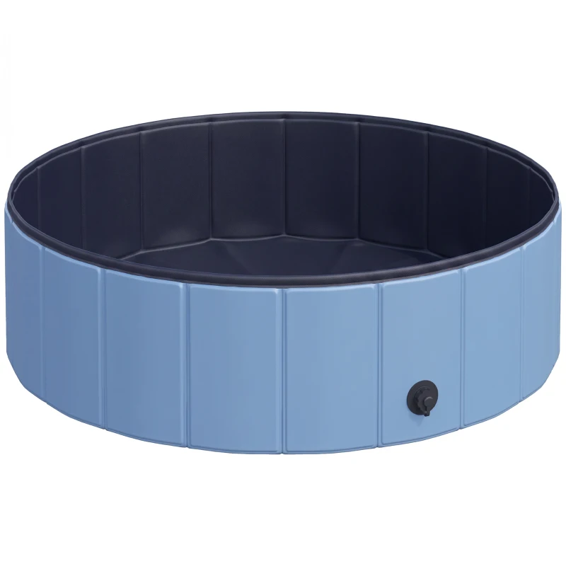 PawHut Piscina Plegable para Perros Gatos Ø100x30 cm Bañera Portátil para Mascotas PVC Antideslizante Múltiples Usos Color Azul