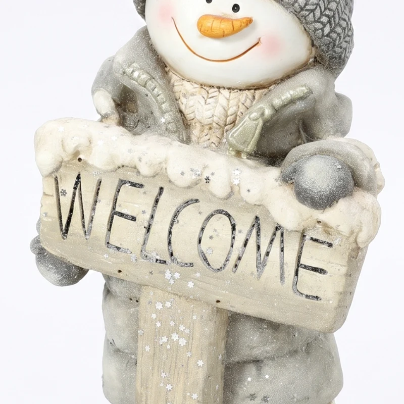 HOMCOM Kerstdecoratie sneeuwpopfiguur, verlicht MGO-beeld met Welkom-bord, leds en dagtimer