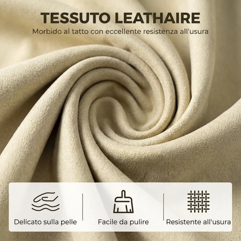 HOMCOM Sedia a Dondolo in Tessuto Imbottita, Seduta Profonda, Tasche Laterali, Gambe in Legno di Caucciù, Beige