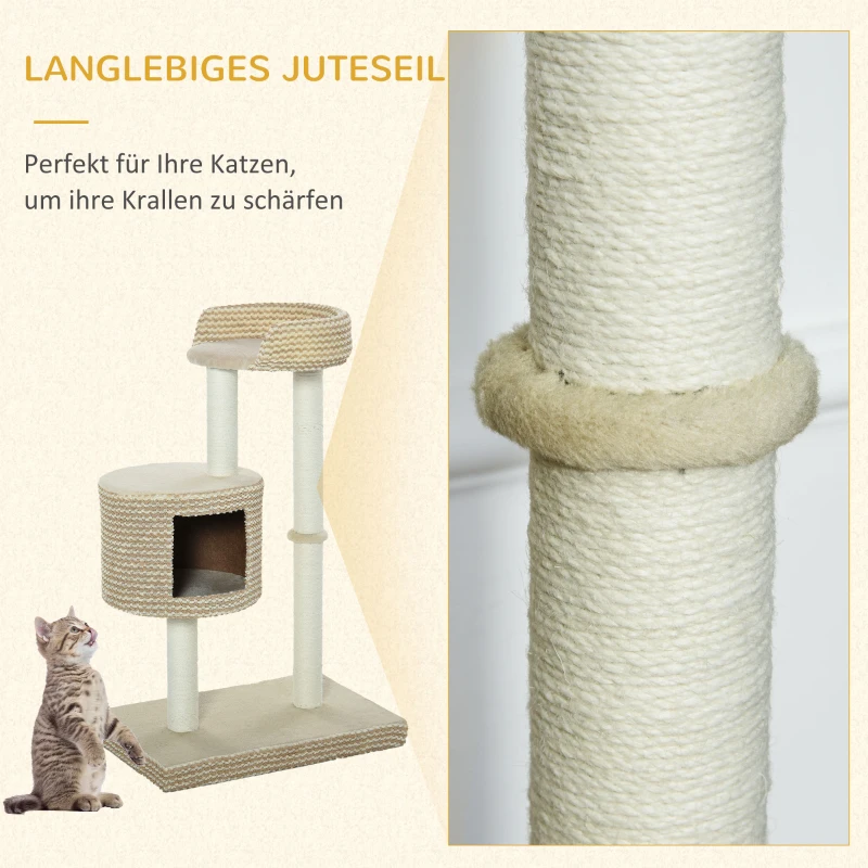 PawHut kattenboom krabpaal klimboom uitkijkplatforms speelmogelijkheden