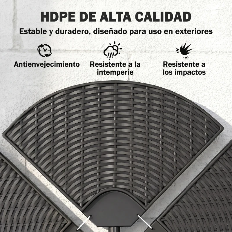 Outsunny Base para Sombrilla de 4 Piezas Rellenable con Arena 68 kg o Agua 52 L para Jardín Patio Terraza Negro