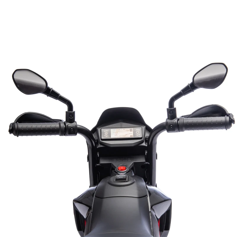 AIYAPLAY 6V Kids Electric Motorbike with Training Wheels, Headlight, Music, Horn for 80-110 cm Height, 18 Months-4 Years, Black