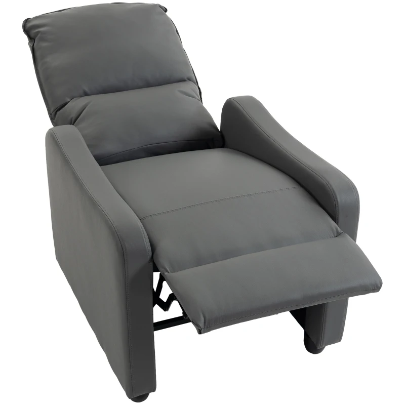 HOMCOM Manuell verstellbarer Relaxsessel 155° mit Fußstütze, PU-Leder, für Wohnzimmer und Schlafzimmer, Dunkelgrau