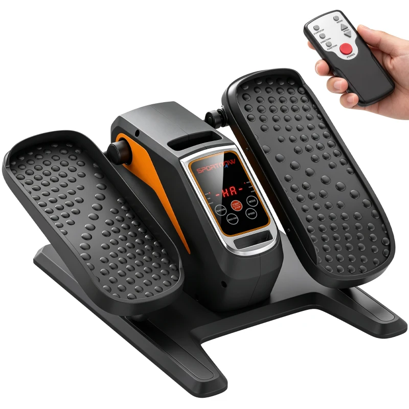 SPORTNOW Vélo Elliptique de Bureau pour Maison 12 Vitesses, Écran LED, Télécommande, pédale Antidérapant, 40,7x36x21,5cm, Noir