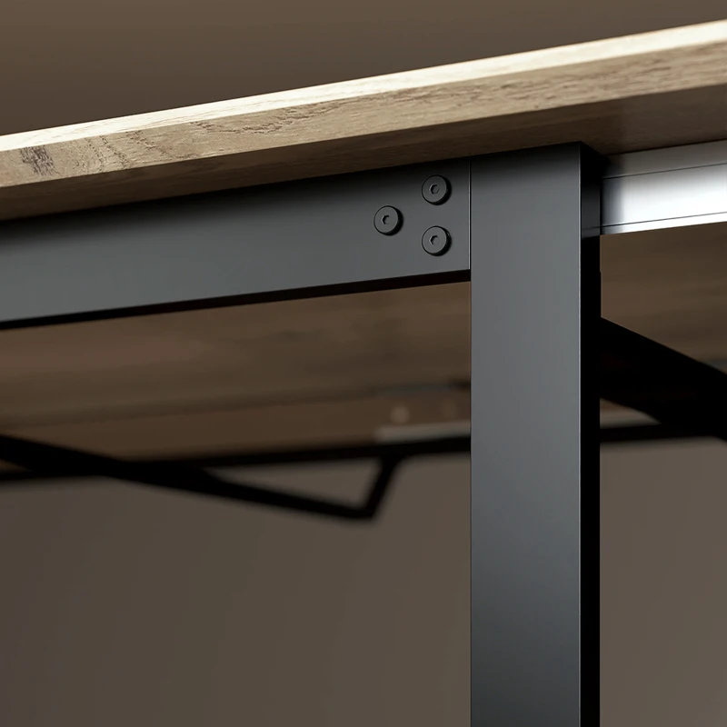 HOMCOM Uitschuifbare eettafel 140-180 cm voor 6-8 personen, rechthoekig in industriële stijl met stalen frame, bruin