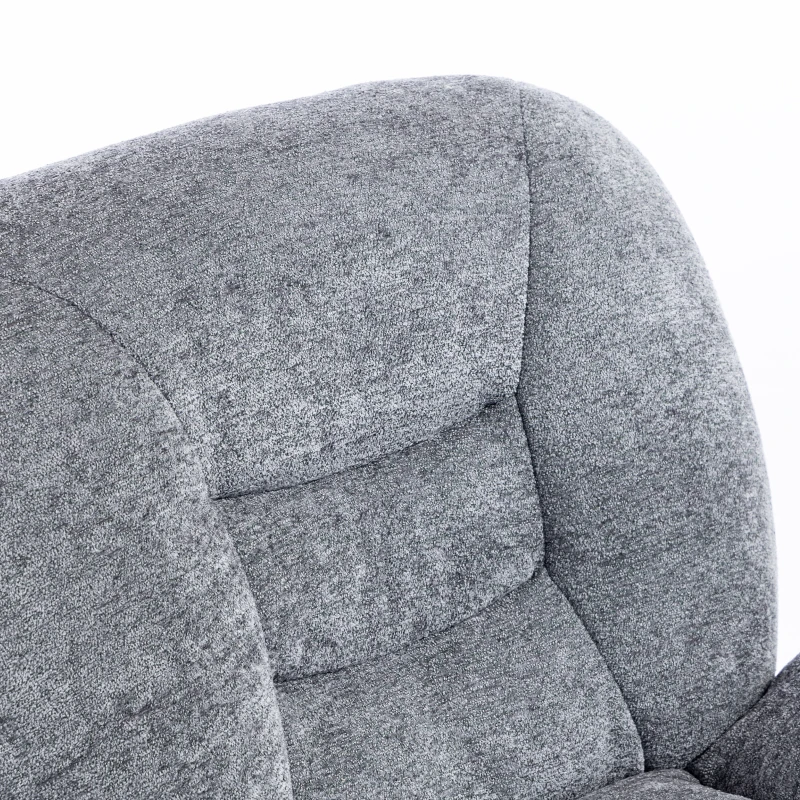 HOMCOM Draaifauteuil met Brede Zitting, Geïntegreerde Armleuningen, Chenille-look, Donkergrijs