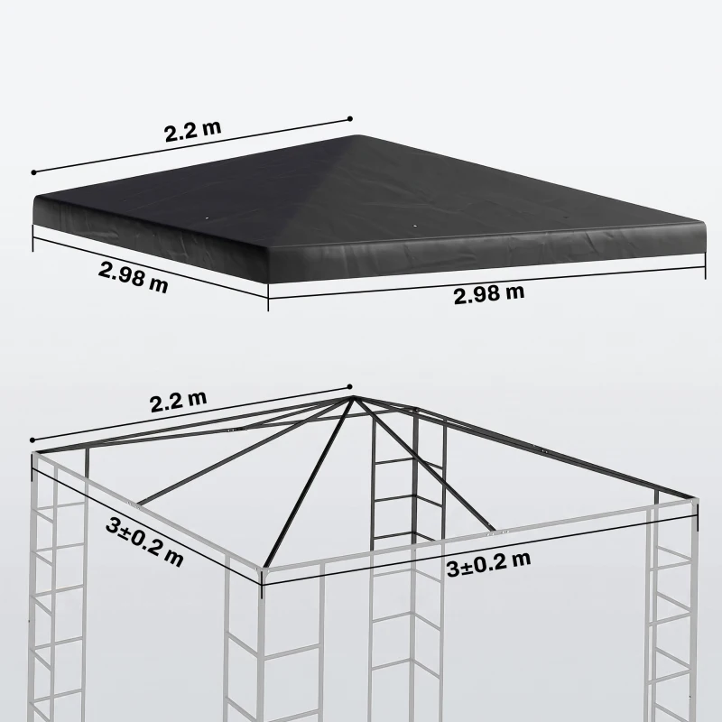 Outsunny 3 x 3(m) Gazebo Frame Replacement - Black