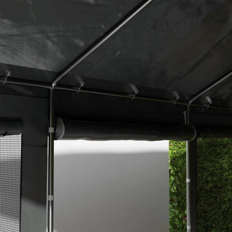 Outsunny Gazebo per Auto e Feste con Altezza Regolabile, 4 Porte e 4 Finestre, 6x3m Grigio Scuro