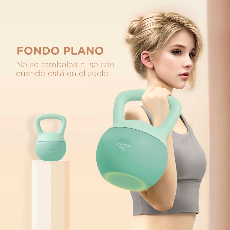 SPORTNOW 3 Pesas Rusas 6/8/10 kg Kettlebell Relleno de Arena Metálica y Mango Antideslizante para Entrenamiento en Casa Verde