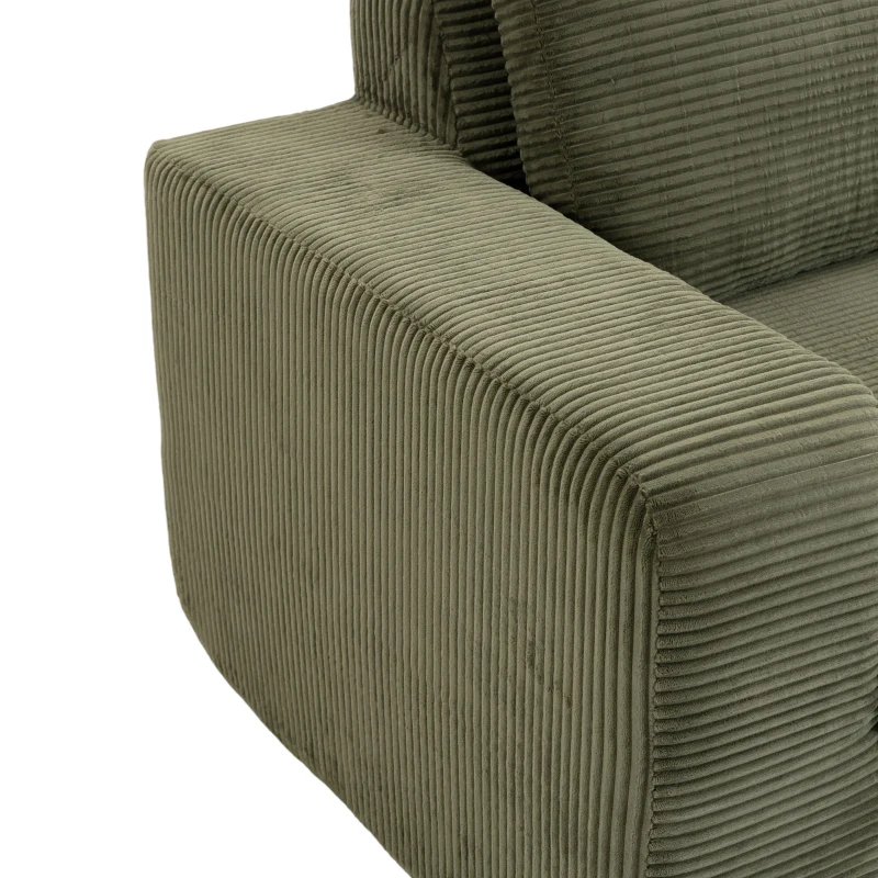 HOMCOM Canapé 3 Places en Velours Côtelé, Canapé de Salon Compressé Moderne 236 cm avec Coussin à Ressorts, Vert