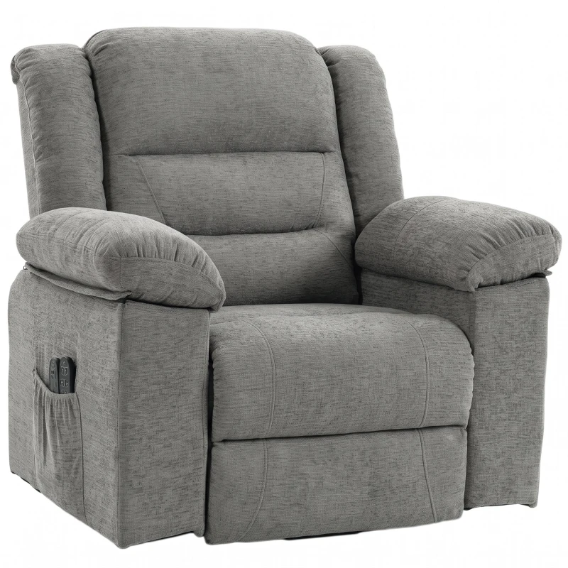 HOMCOM Oversized Riser Recliner Chair with Massage and Heat, Power Lift Recliner for Elderly with Wide Seat and Back, Grey
