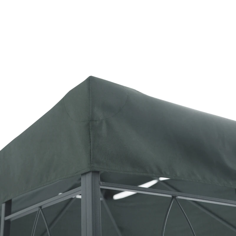 Outsunny Copertura per Gazebo 4x3 m a 2 Livelli in Poliestere con Cinghie e 10 Fori di Drenaggio, Grigio Antracite