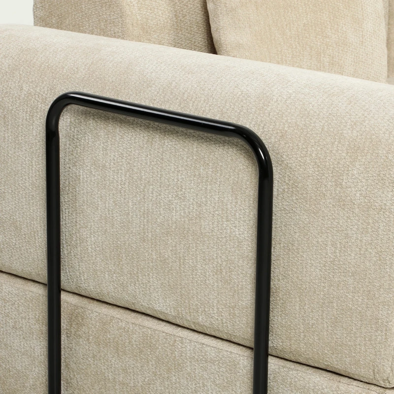 HOMCOM Sofá-Cama Dobrável 245 cm Sofá Comprimido 3 Lugares Modular em Chenille com Assento Largo 3 Almofadas Bege