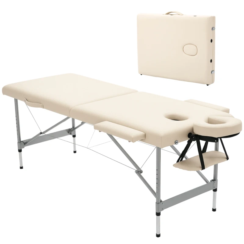 HOMCOM Massageliege klappbar, inkl. Gesichtsöffnung, Armlehnen, Handablagen, Massageliege mobil, 186 cm x 71 cm x 83 cm