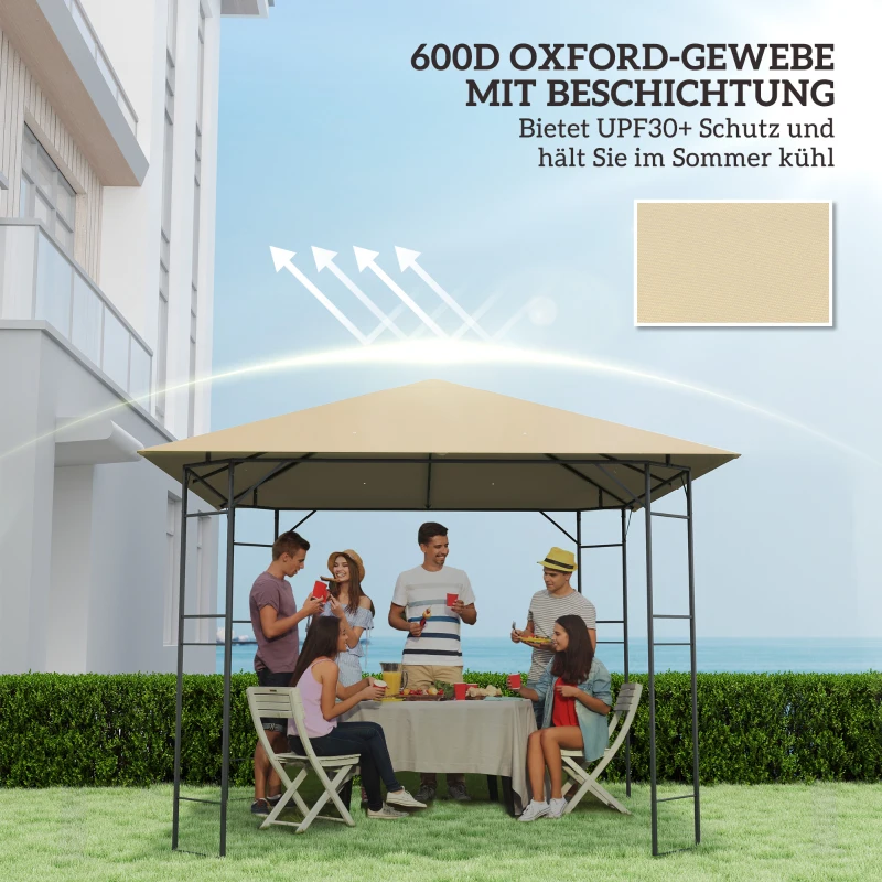 Outsunny Ersatzdach für Pavillon 3 x 3 m wasserabweisend Pavillondach UPF30+ Ersatzbezug Oxford-Stoff, 370 g/m², Beige