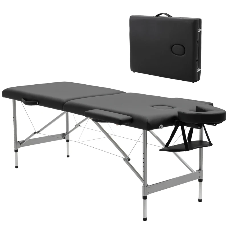 HOMCOM inklapbare massagetafel, inclusief gezichtsondersteuning, armleuningen en handsteunen, mobiele massagetafel, 185 cm x 70 cm x 82 cm