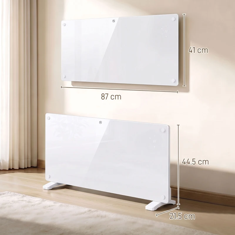HOMCOM Convector Electric 2000W, Montare pe Perete sau Podea, Compatibil cu Alexa și Google Home, Alb