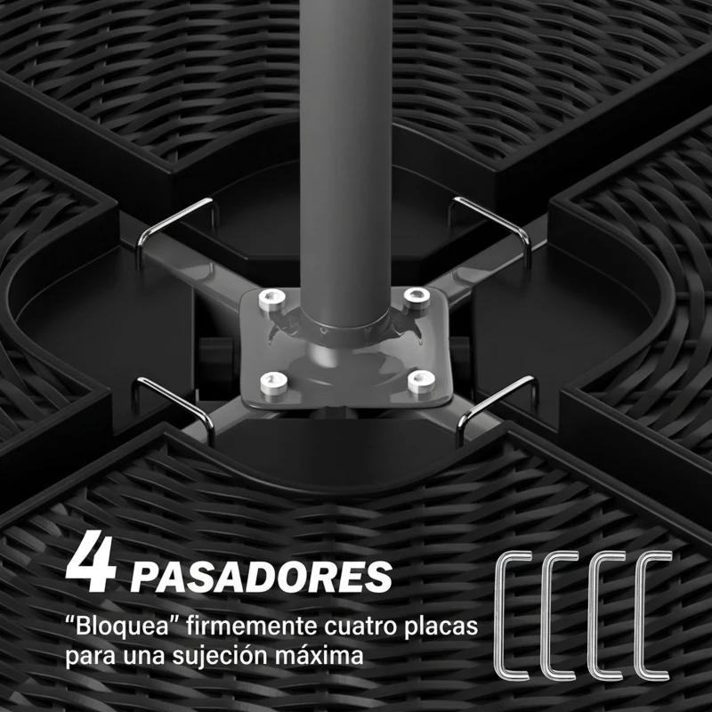 Outsunny Base para Sombrilla de 4 Piezas Rellenable con Arena 68 kg o Agua 52 L para Jardín Patio Terraza Negro