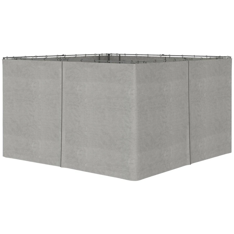 Outsunny 4 Pack Replacement Gazebo Curtains Privacy Panel for Most 3 x 4m Gazebo Canopy Pavillion Outdoor Shelter Sidewalls Accessories Light Grey