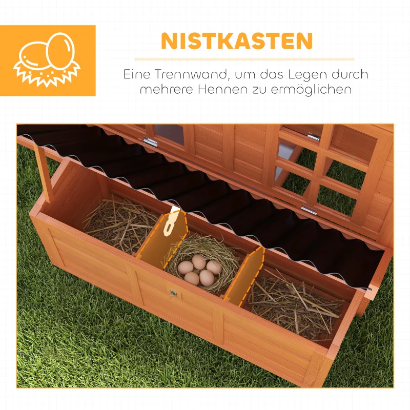 PawHut Hühnerstall mit Nestkasten für 3-4 Hühner, Wasserfestes Dach, Tannenholz, Kunststoff, 100 x 86 x 100 cm, Orange