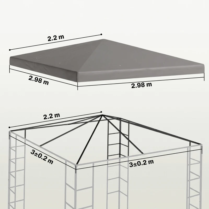 Outsunny 3 x 3(m) Gazebo Frame Replacement - Grey
