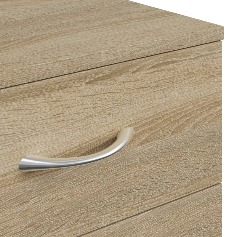 HOMCOM Three-Drawer Simple Bedside Table - Oak