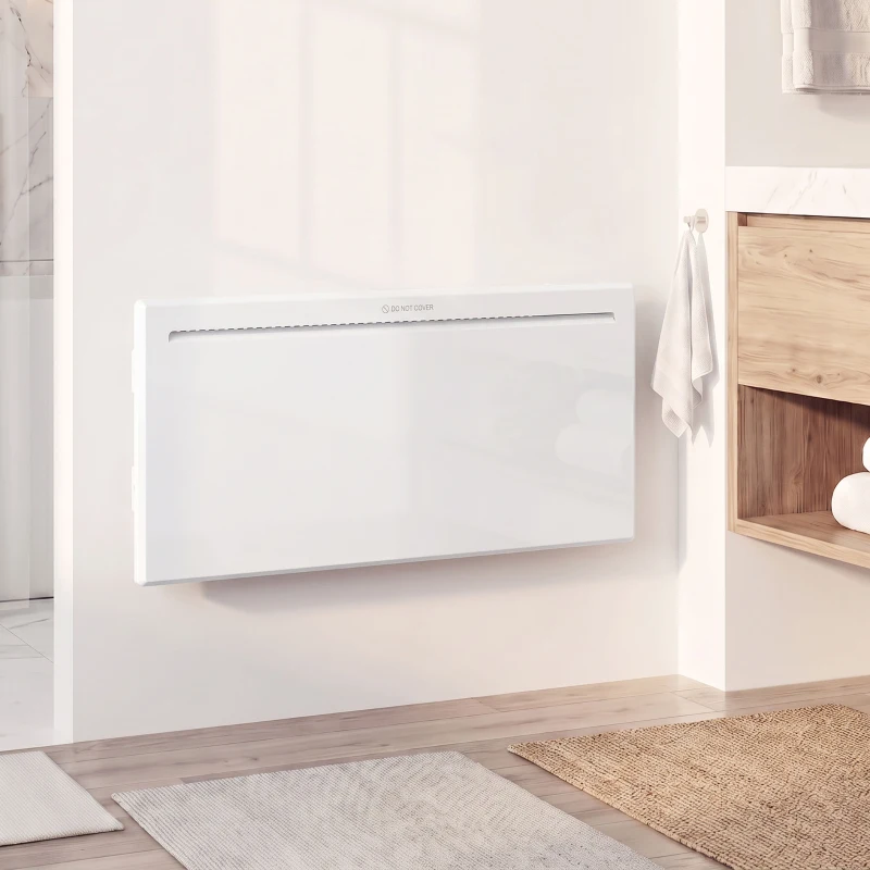 HOMCOM Smart Panel Heater Wall Mounted/Freestanding, Electric Heater with Weekly Timer, Open Window & Anti-Frost, 2000W, White