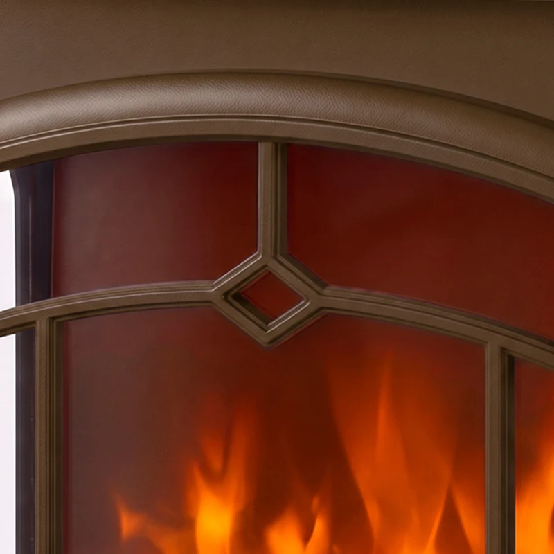 HOMCOM Electric Fireplace Stove, 1000/2000W 3-Sided Freestanding Fireplace Heater with 3D Flame Log, Thermostat, Brown