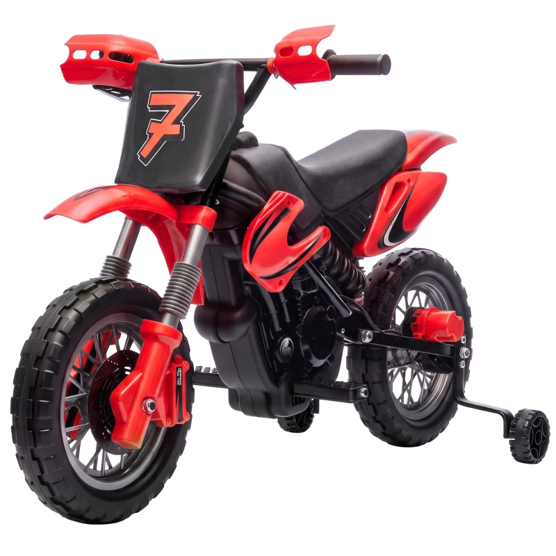 AIYAPLAY Moto Électrique Enfants 12 V, Vitesse Max 3 Km/h, Batterie au Lithium, Double Moteur, Suspension Arrière, Rouge
