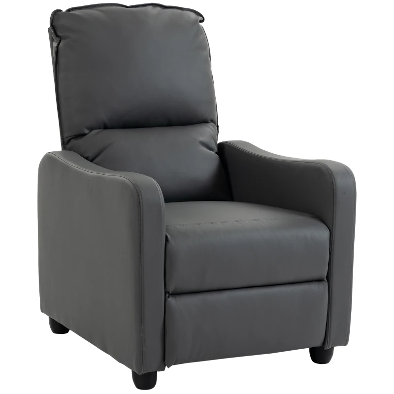 HOMCOM Manuell verstellbarer Relaxsessel 155° mit Fußstütze, PU-Leder, für Wohnzimmer und Schlafzimmer, Dunkelgrau