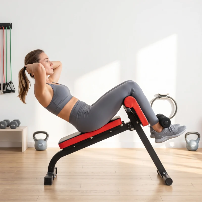 SPORTNOW Foldable Weight Bench - Multi-Functional Gym Bench Roman Chair for Bicep Curl, Hyper Back Extension, Push Up, and Full Body Weight Training Workout