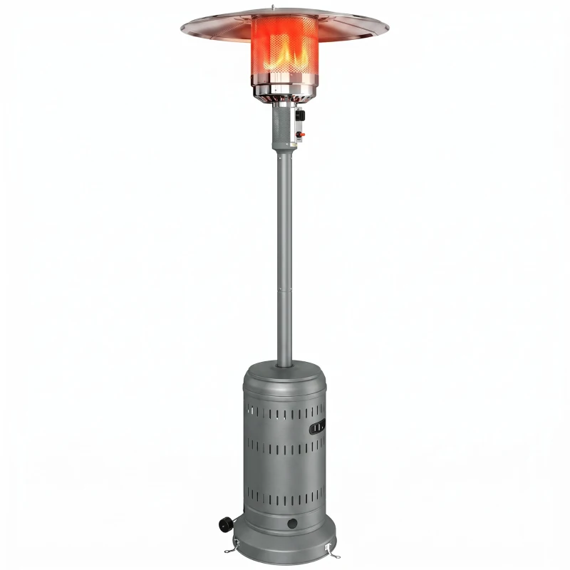 Outsunny Chauffage Extérieur Terrasse Portable 13 kW, Niveaux de Chauffe Réglables, Protection Anti-Basculement, 82x82x223cm Gris