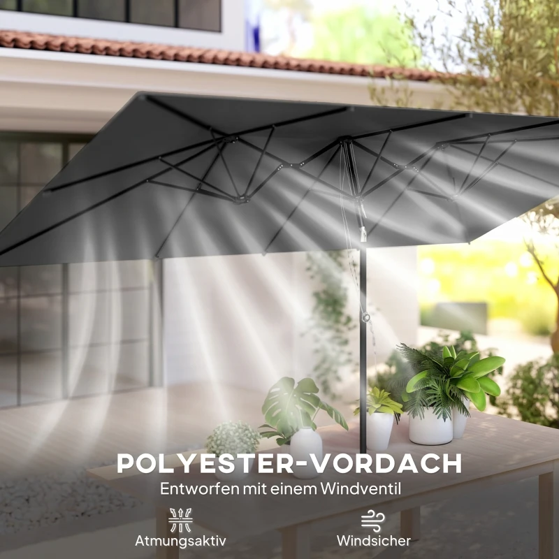 Outsunny Sonnensschirm, höhenverstellbar, neigbar, 150x295x170-214 cm, Grau