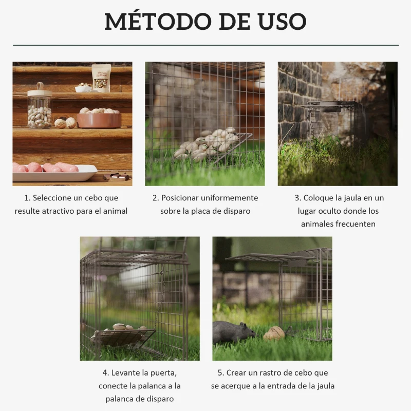 Outsunny Trampa para Animales Vivos 100x24x30 cm con 2 Puertas y Marco de Acero para Interior y Exterior Marrón