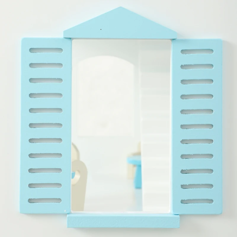 AIYAPLAY Casa de Muñecas de Madera de 3 Pisos con Ascensor y Balcón 5 Habitaciones y 13 Muebles para Niños de 3 a 6 Años Azul