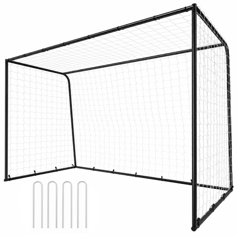 SPORTNOW Football Goal, 10 x 6.5ft Football Net with Ground Stakes and Metal Frame, Training Equipment for Indoor Outdoor Play