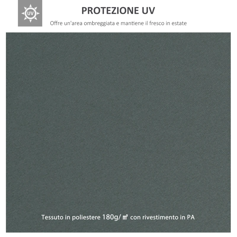 Outsunny Copertura per Gazebo 4x3 m a 2 Livelli in Poliestere con Cinghie e 10 Fori di Drenaggio, Grigio Antracite